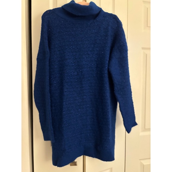 NWT Koton Royal Blue Shimmer Cowl Neck Tunic Sweater Size XL - Picture 2 of 4